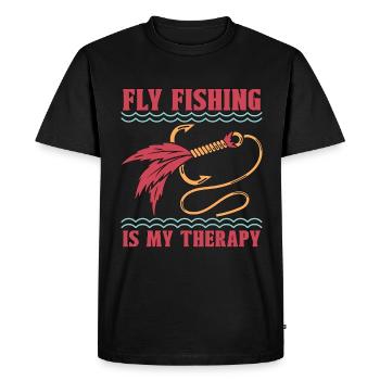 Fly Fishing Is My Therapy Fishing Lover Fisherman - Men's Premium Organic T-Shirt - black - Front - Nico (187cm)