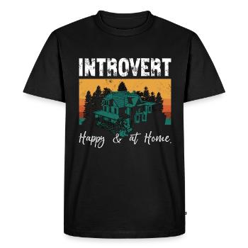 Introvert Happy & At Home Introverted Personality - Men's Premium Organic T-Shirt - black - Front - Nico (187cm)