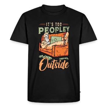 Introverti C’est trop de gens à l’extérieur Introverti - T-shirt Premium bio Homme - noir - Devant - Nico (187cm)