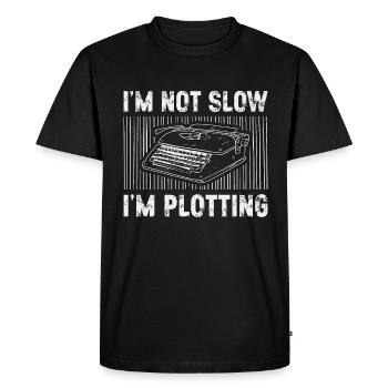 Writing I'm Not Slow I'm Plotting Content Writer - Men's Premium Organic T-Shirt - black - Front - Nico (187cm)