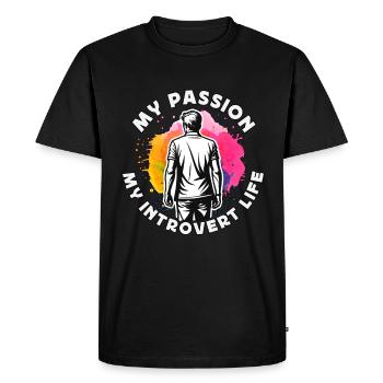 Introverti Ma passion Mon mode de vie introverti à l’intérieur - T-shirt Premium bio Homme - noir - Devant - Nico (187cm)