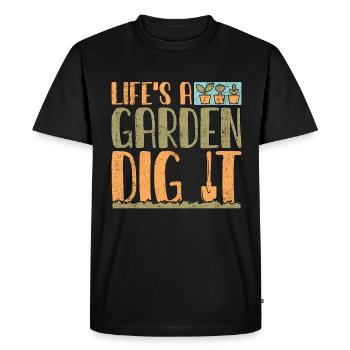 La vie de jardinier est un jardin Creusez-le Jardinage Plantation - T-shirt Premium bio Homme - noir - Devant - Nico (187cm)