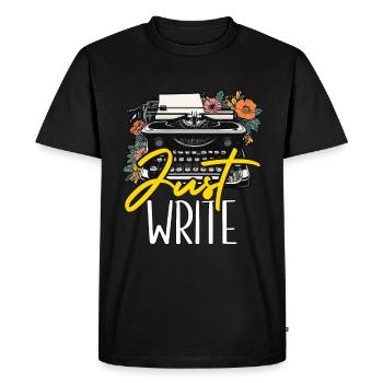 Writing Just Write Novelist Book Writer Publisher - Men's Premium Organic T-Shirt - black - Front - Nico (187cm)