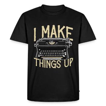 Ecriture J’invente Littérature Journaliste - T-shirt Premium bio Homme - noir - Devant - Nico (187cm)
