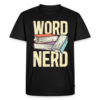Lecture de mots Nerd Littérature Lecture de livres Lecteur - T-shirt Premium bio Homme - noir - Devant - Nico (187cm)