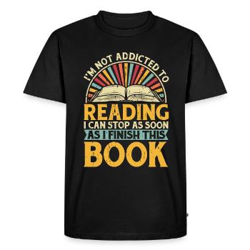 Lire Je ne suis pas accro à la lecture aime la bibliothèque - T-shirt Premium bio Homme - noir - Devant - Nico (187cm)
