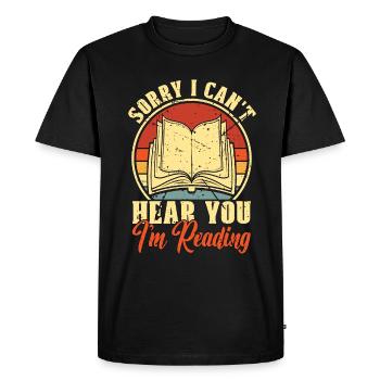 Lecture Désolé je ne t’entends pas je lis livresque - T-shirt Premium bio Homme - noir - Devant - Nico (187cm)