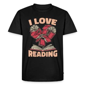 Lecture J’aime lire des livres Littérature Lecteur - T-shirt Premium bio Homme - noir - Devant - Nico (187cm)
