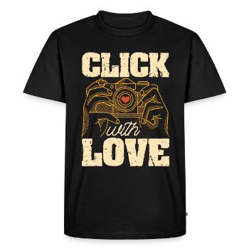 Photographer Click With Love Photo Shoot Cameraman - Men's Premium Organic T-Shirt - black - Front - Nico (187cm)