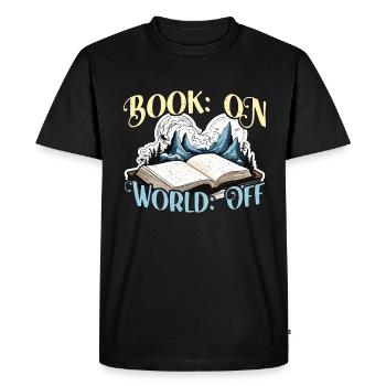 Livre de lecture sur le monde hors rat de bibliothèque Livres de lecture - T-shirt Premium bio Homme - noir - Devant - Nico (187cm)