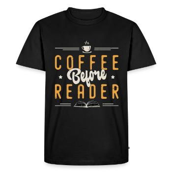 Reader Coffee avant les lecteurs de Bookworm Coffee Lover - T-shirt Premium bio Homme - noir - Devant - Nico (187cm)