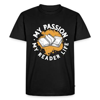 Lecteur Ma passion Mon lecteur Vie Amateur de littérature - T-shirt Premium bio Homme - noir - Devant - Nico (187cm)