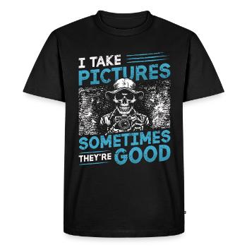 Photographe Je prends des photos parfois Séance photo - T-shirt Premium bio Homme - noir - Devant - Nico (187cm)