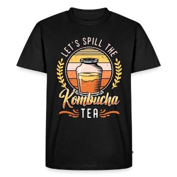 Kombucha Let's Spill The Tea Mushroom Tea Lover - Men's Premium Organic T-Shirt - black - Front - Nico (187cm)