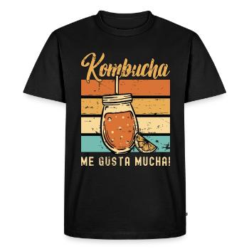 Kombucha Me Gusta Mucha aime les boissons fermentées - T-shirt Premium bio Homme - noir - Devant - Nico (187cm)