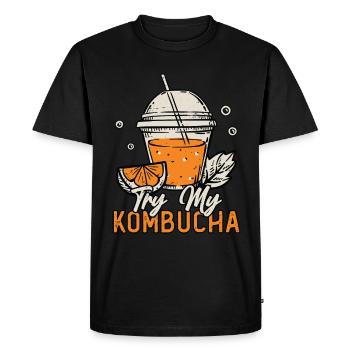Kombucha Essayez mes boissons fermentées Kombucha Brewing - T-shirt Premium bio Homme - noir - Devant - Nico (187cm)