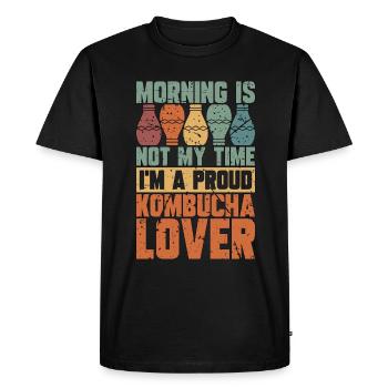Le matin des amateurs de kombucha n’est pas mon temps pour brasser à la maison - T-shirt Premium bio Homme - noir - Devant - Nico (187cm)