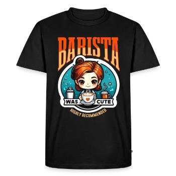 Le barista était mignon, je recommande vivement la cafetière - T-shirt Premium bio Homme - noir - Devant - Nico (187cm)