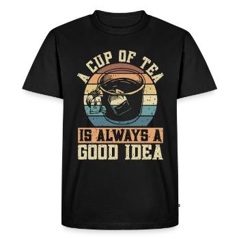 Thé chaud Une tasse de thé est toujours une boisson chaude rétro - T-shirt Premium bio Homme - noir - Devant - Nico (187cm)