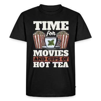 L’heure du thé chaud pour les films et les tasses de tisane - T-shirt Premium bio Homme - noir - Devant - Nico (187cm)