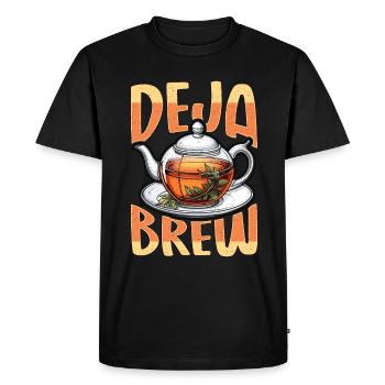 Hot Tea Deja Brew Tea Party Loves Chamomile Tea - Men's Premium Organic T-Shirt - black - Front - Nico (187cm)