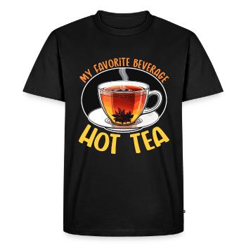 Thé chaud Ma boisson préférée Amateur de thé noir chaud - T-shirt Premium bio Homme - noir - Devant - Nico (187cm)