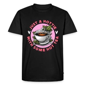 Thé chaud juste une bombasse avec du thé à la camomille - T-shirt Premium bio Homme - noir - Devant - Nico (187cm)