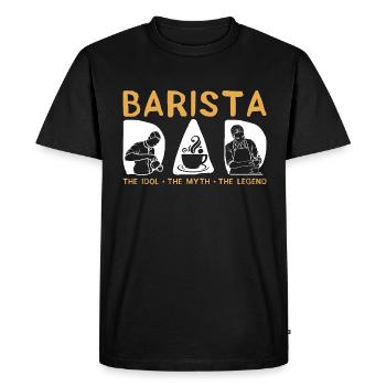 Barista Papa L’idole Le mythe L’artiste latte - T-shirt Premium bio Homme - noir - Devant - Nico (187cm)