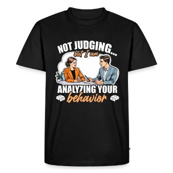 Le psychiatre de l’école ne juge pas mais je suis psychologue - T-shirt Premium bio Homme - noir - Devant - Nico (187cm)
