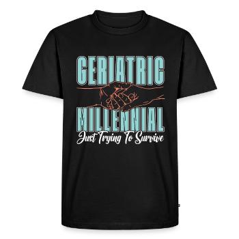 Un millénial gériatrique essaie juste de s’occuper d’un aidant - T-shirt Premium bio Homme - noir - Devant - Nico (187cm)