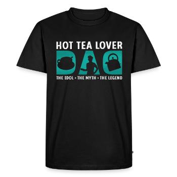 Amateur de thé chaud Papa L’idole Le mythe Amateur de thé - T-shirt Premium bio Homme - noir - Devant - Nico (187cm)