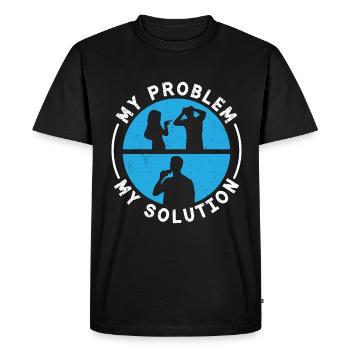 Amateur de thé chaud Mon problème Mon pictogramme Papa Maman - T-shirt Premium bio Homme - noir - Devant - Nico (187cm)