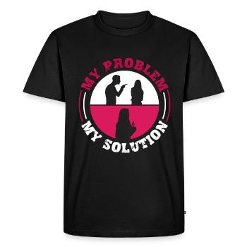 Amateur de thé chaud Mon problème Ma solution Pictogramme Maman - T-shirt Premium bio Homme - noir - Devant - Nico (187cm)
