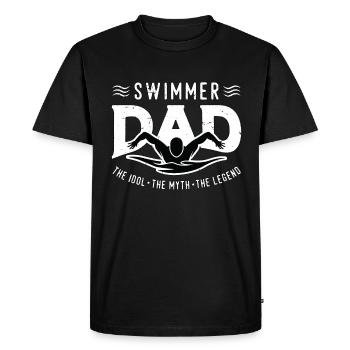 Nageur Papa L’idole Le mythe L’entraîneur de natation - T-shirt Premium bio Homme - noir - Devant - Nico (187cm)