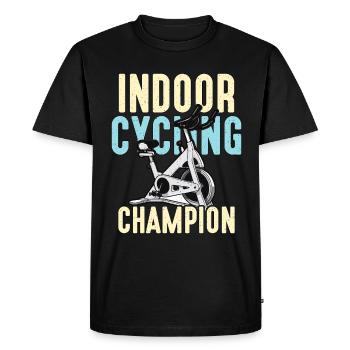 Cycliste champion de cyclisme en salle aime le vélo de course - T-shirt Premium bio Homme - noir - Devant - Nico (187cm)