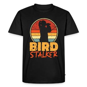 Observation des oiseaux Stalker Rétro Zoologiste Birding - T-shirt Premium bio Homme - noir - Devant - Nico (187cm)