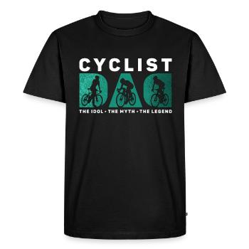 Papa cycliste L’idole Le mythe Le vététiste - T-shirt Premium bio Homme - noir - Devant - Nico (187cm)