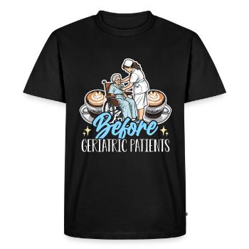 Infirmière en gériatrie avant l’hôpital pour patients gériatriques - T-shirt Premium bio Homme - noir - Devant - Nico (187cm)