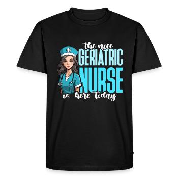 La gentille infirmière gériatrique est là soignant - T-shirt Premium bio Homme - noir - Devant - Nico (187cm)