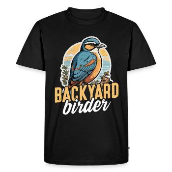 Birdwatching Backyard Birder Birding Ornithologist - Men's Premium Organic T-Shirt - black - Front - Nico (187cm)