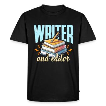 Writer And Editor Literature Bookworm Book Editor - Men's Premium Organic T-Shirt - black - Front - Nico (187cm)