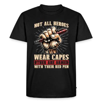 Book Editor Not All Heroes Wear Capes Bookworm - Men's Premium Organic T-Shirt - black - Front - Nico (187cm)