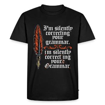 Book Editor I'm Silently Correcting Book Author - Men's Premium Organic T-Shirt - black - Front - Nico (187cm)
