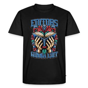 Éditeurs de livres allant à Modifier Éditeur Auteur de livres - T-shirt Premium bio Homme - noir - Devant - Nico (187cm)