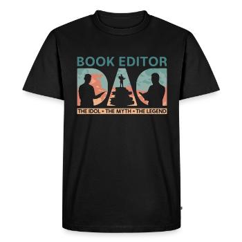 Éditeur de livres Papa L’idole Le mythe L’éditeur - T-shirt Premium bio Homme - noir - Devant - Nico (187cm)