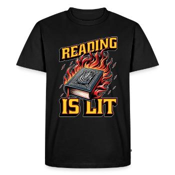 Literature Teacher Reading Is Lit Educator Bookish - Men's Premium Organic T-Shirt - black - Front - Nico (187cm)