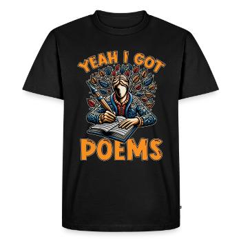 Amateur de poésie oui j’ai des poèmes Professeur de littérature - T-shirt Premium bio Homme - noir - Devant - Nico (187cm)