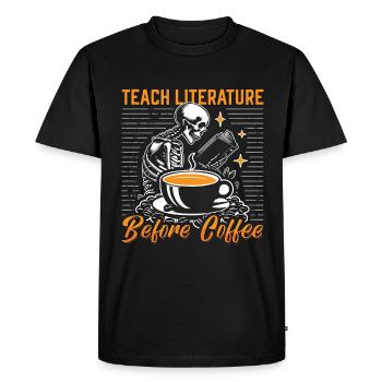 Enseigner la littérature avant l’amateur de café du rat de bibliothèque - T-shirt Premium bio Homme - noir - Devant - Nico (187cm)