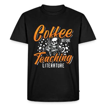 Professeur de littérature Café Rat de bibliothèque Amateur de café - T-shirt Premium bio Homme - noir - Devant - Nico (187cm)