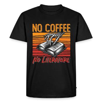 Professeur de littérature Pas de café Rat de bibliothèque Amateur de café - T-shirt Premium bio Homme - noir - Devant - Nico (187cm)